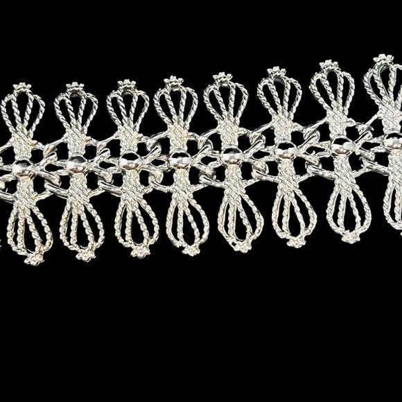 Emmons Chunky Silver Tone Open Work Link Bracelet (4680) - Picture 5 of 8